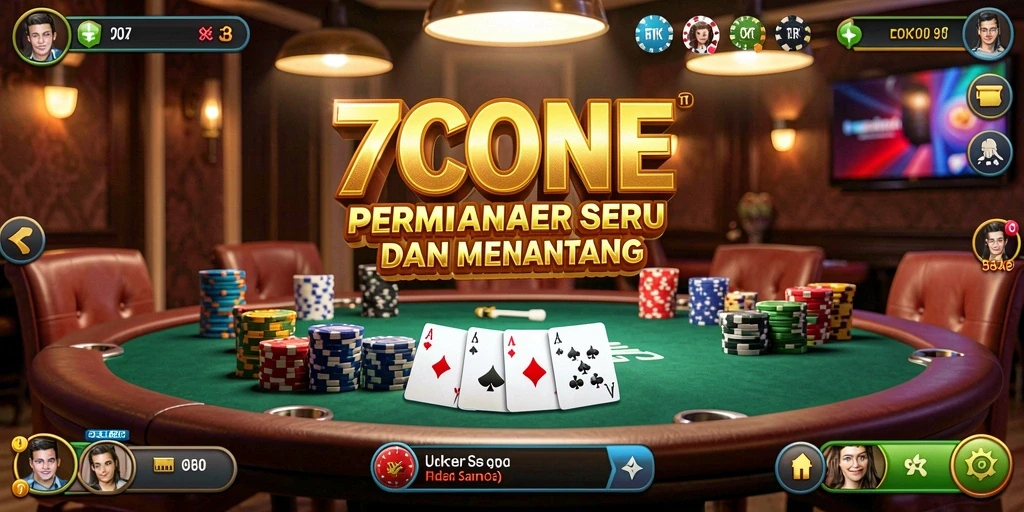 Tampilan gameplay Poker yang seru dan interaktif di 7CONE.