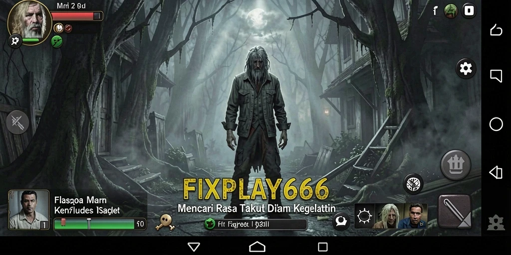 Tampilan gameplay FIXPLAY666 yang menegangkan saat menjelajahi tempat-tempat angker.