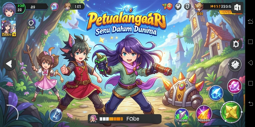 Tampilan gameplay seru yang menampilkan aksi karakter Anime.