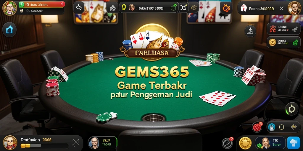 Screenshot GEMS365 menampilkan pengalaman bermain poker yang seru dan interaktif.