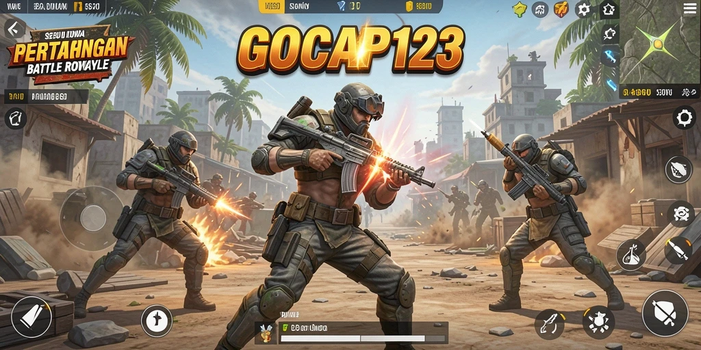 Tampilan gameplay GOCAP123 yang seru dalam pertempuran Battle Royale.