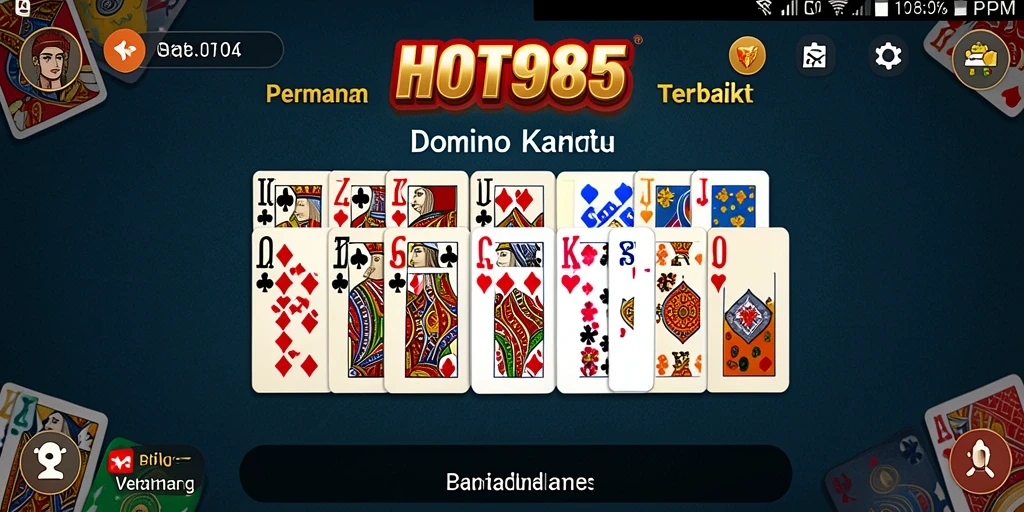 Tampilan gameplay HOT985 yang menarik dengan kartu dan papan permainan.