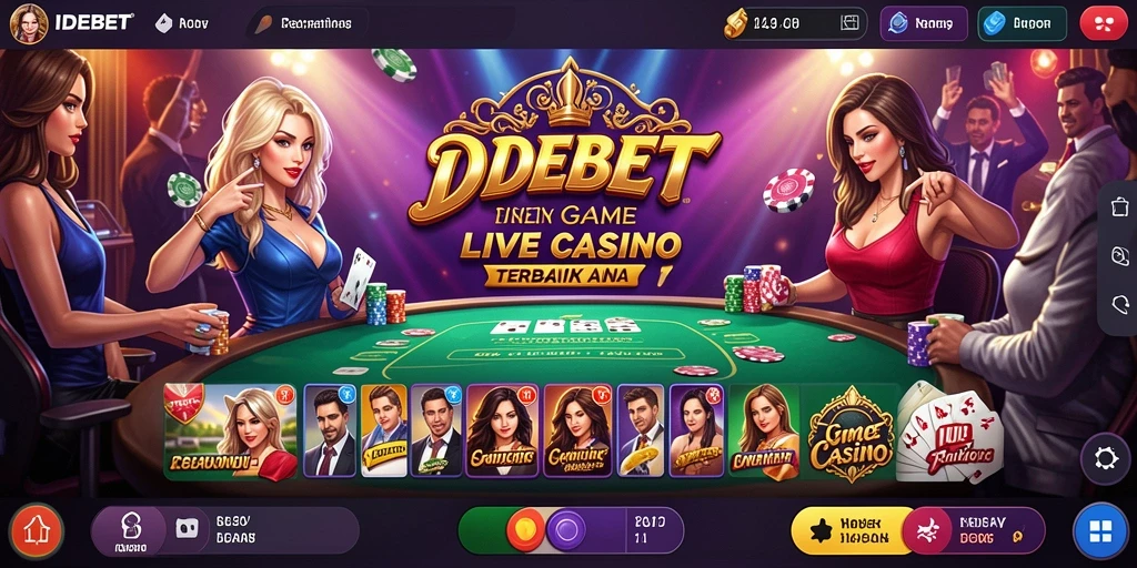 Screenshot utama IDEBET menampilkan dealer langsung dan pengalaman Live Casino yang mendebarkan.