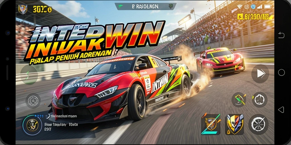 Tampilan gameplay balap seru di INTERWIN dengan mobil cepat.