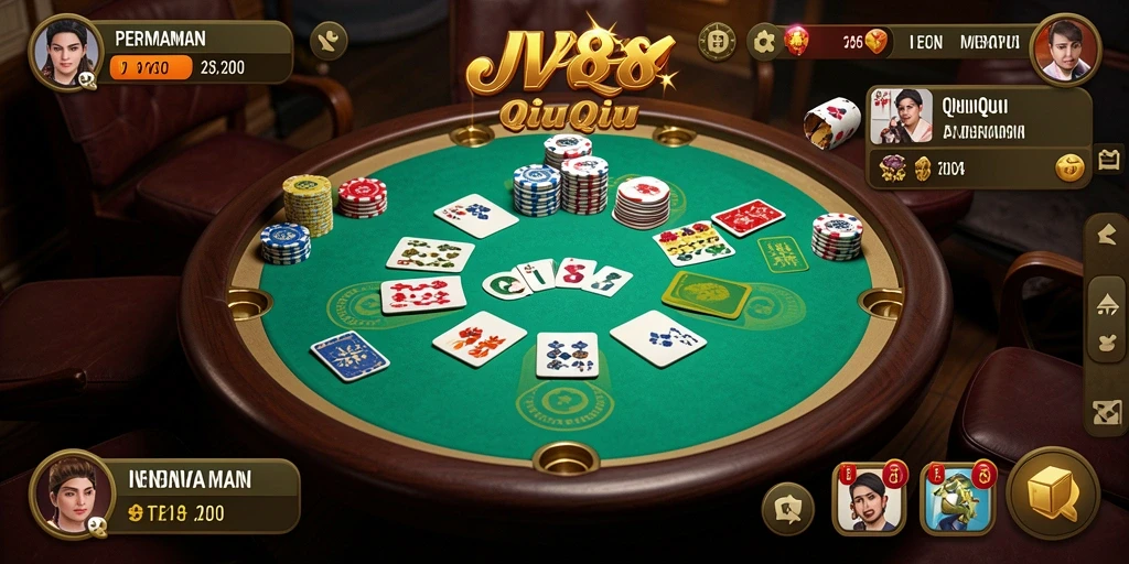 Screenshot gameplay JV88 yang menampilkan aksi QiuQiu yang seru.