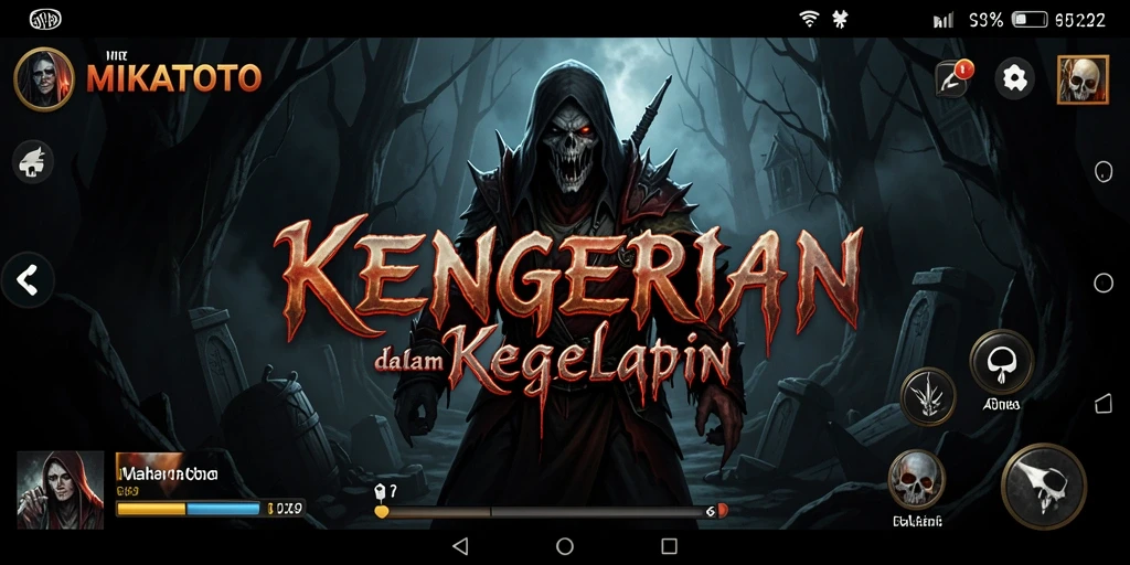 Screenshot gameplay MIKATOTO dengan suasana horror yang mencekam.