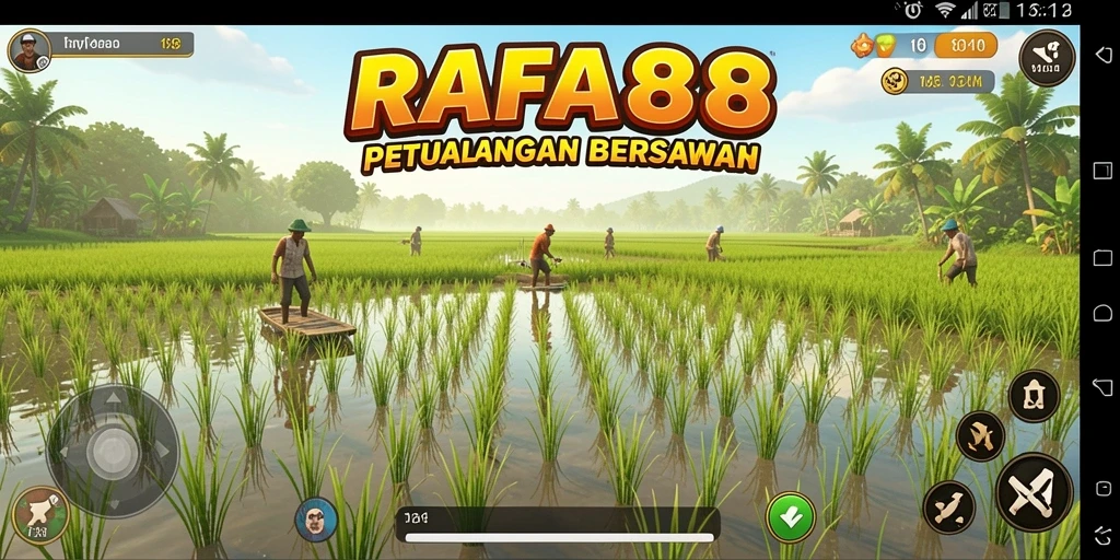 Screenshot gameplay RAFA88 dengan tampilan ladang yang indah dan interaksi pemain.
