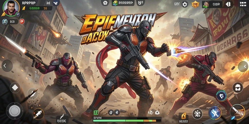Tampilan gameplay <strong>RPRPRP</strong> yang dinamis dan penuh aksi.