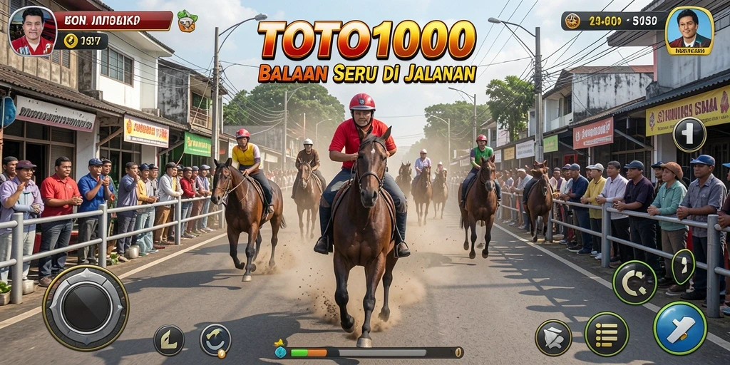 Screenshot TOTO1000 menunjukkan aksi balapan mendebarkan di jalanan.