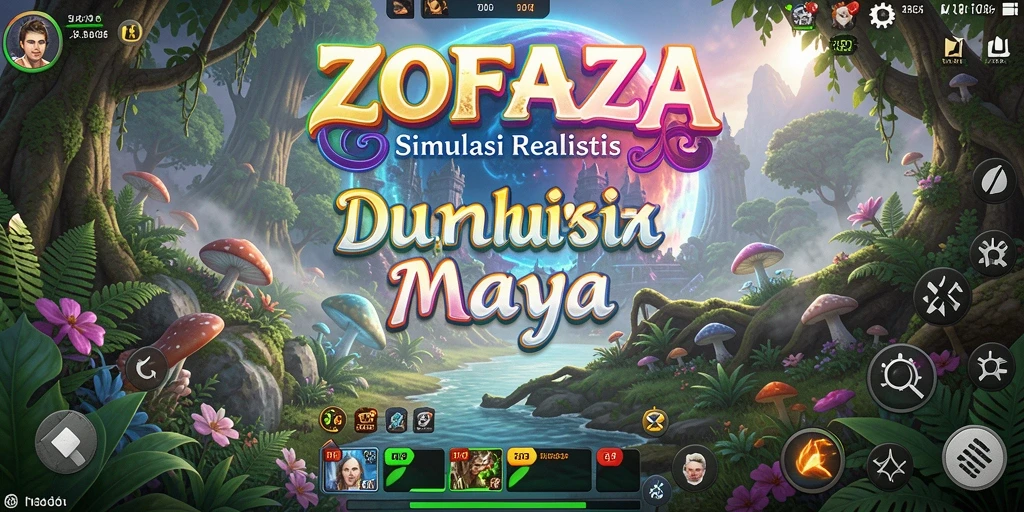 Screenshot gameplay ZOFAZA menunjukkan dunia maya yang kaya dan interaktif.